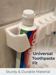 1pc No-Drill Wall-Mounted Toothbrush Holder, Bathroom Set Can Hold 4 Toothbrushes And 1 Toothpaste, Suitable For Bathroom, Dorm And Home Decor, Summer Home Bathroom Decoration, Creative Bathroom Organizer. Ideal For Organizing Toothbrushes, Combs, Razors And Other Bathroom Essentials. - Multicolor - View 3