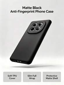 Compatible With Xiaomi / Series Solid Matte Black Anti-Oil Anti-Fingerprint Phone Case Compatible With Redmi Note 15 Pro 4G/Note 15 Pro 5G/Note 15 4G/Note 15 5G/Note 14 Pro 4G/Note 14 Pro 5G/Note 14 Pro+ 5G/Poco M8/Poco M8 Pro/ Non-Scratch Soft TPU Protective Cover Raised Camera Lips Shockproof Anti-Impact Precise Hole Cutouts Lightweight Full Wrap Wearproof Matte Shell - Black - View 6