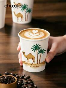 choxila 25/50/100pcs Disposable Paper Cups, Camel Pattern, Coffee Cups, Middle Eastern Style Printed Cups, Tea Cups, Party Paper Cups, Suitable For Hosting Guests, Parties, Ramadan - Camel Paper Cups - View 5