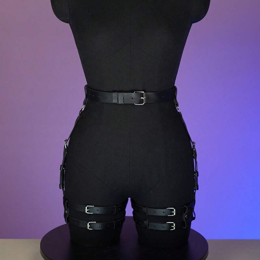 PU Leather Adjustable Thigh Garter Strap, Gothic Style, For Halloween, Thanksgiving, Christmas, Nightclub, Festival And Daily Wear
