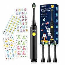 YUNCHI Kids Electric Toothbrush Rechargeable 2 Mins Timer 3 Modes For Ages 6+ Includes 4 Replacement Brush Heads And DIY Stickers - Multicolor - View 10