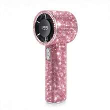 Luxury Full Diamond Portable Handheld Mini Electric Fan, 199 Adjustable Speed Turbo Fan With LED Display, USB Rechargeable, Summer Home Office Outdoor Gift - Multicolor - View 11