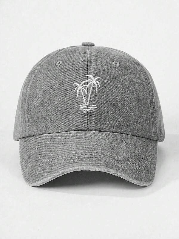 1pc Coconut Embroidered Unisex Baseball Cap Trucker Hat, Vintage Washed Style, Y2K Outdoor Sun Protection Adjustable Travel Vacation Gift, Perfect For Halloween, Back To School, Student School Season, Christmas, Mother's Day, Father's Day, Wedding, Bachelor Party, Carnival