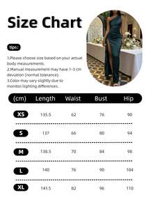 Women's Pleated Sexy One Shoulder Maxi Dress High Split Slim-Fit Cocktail Party Evening Gown,Easter Women Dress - 墨綠色 - 查看 3