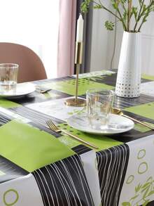 1PC Green Black Plaid & Leaf Print PVC Composite Flannel Tablecloth, Waterproof Oilproof Spill-Proof Table Cover, Easy Clean Reusable Rectangular Tablecloth For Kitchen, Dining Room, Party, Home Decoration - Multicolor - View 4