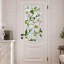 3D White Lily Window Film, Painted Glass Privacy Sticker, Electrostatic Adsorption Removable Window Decal With Light Reflective Prism Effect, Suitable For Home Bathroom Bedroom Living Room Decoration - White Lily Window Sticker - View 3