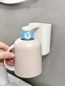 Magnetic Hanging Toothbrush And Mouthwash Cup Holder Set, No-Drill Wall-Mounted Toothbrush Cup Rack With Handle, Minimalist Toothbrush Holder - A - View 3