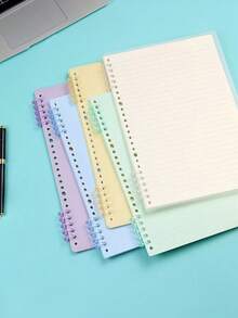 15pcs Loose Leaf Binder Rings, Random Color 5-Hole Plastic Binding Strips, Loose Leaf Rings, Plastic Roll, Detachable Loose Leaf Core, Easy-Open Page Fasteners, Suitable For Organizing Loose Leaf Paper And Office Supplies Loose Leaf Notebook - A - View 7