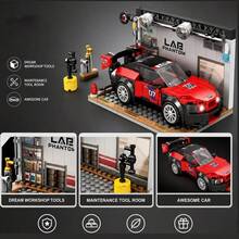 301pcs Racing Garage Building Blocks Dream Workshop Street Scene Building Blocks Sports Car Assembly Boys Toy - Multicolor - View 4