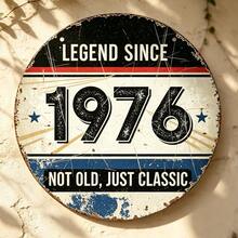 1pc "Not Old, Just Classic" 1976 Commemorative Vintage Wooden Wall Plaque, American Country Yard Garage Nostalgic Decor Door Sign, 2D Flat - Multicolor - View 3