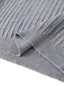 Men's Vertical Ribbed Knit Short Sleeve, Slim Fit Casual Basic Streetwear Top - Light Grey - View 6