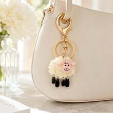 1pc/2pcs Unisex Pastoral Style Cute Sheep Movable Feet Acrylic Keychain Couple Bag Charm Bag Key Pendant - Multicolor - View 3