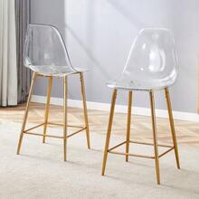 Transparent Bar Stool Set, 2-Pack, With Metal Frame In Silver/Gold/Black - Gold - View 5