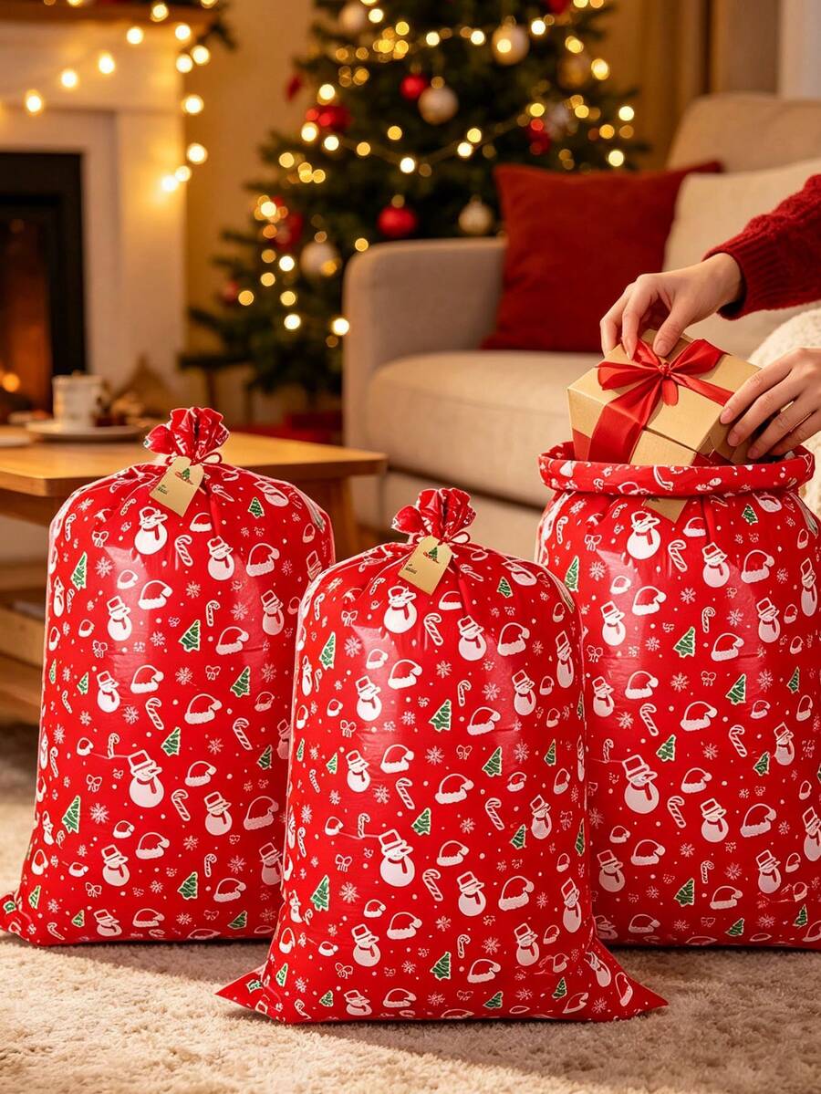 Extra Large Christmas Gift Bag (36" X 56"), Oversized Drawstring Gift Bag With Christmas Theme Design; Suitable For Gift Wrapping, Storage And Home Decor-Perfect Christmas Essential - One Size Fits All - View 1