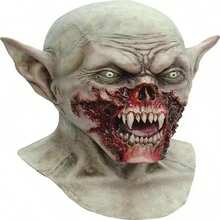 1pc Grey Pointy Ear Alien Monster Latex Mask, Suitable For Halloween Horror Party/Escape Room Costume, Hot-Selling Item - Multicolor - View 9