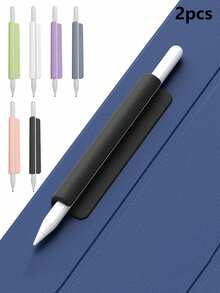 2 buah Tempat Penyimpanan Silikon untuk Pena, Klip Sarung Pena, Kompatibel dengan Apple Pencil, Sarung Pena Silikon dengan Perekat, Desain Saku untuk Penyimpanan Aman Stylus, Casing Pelindung Pena Portabel Tahan Guncangan dan Jatuh - MultiWarna - View 2