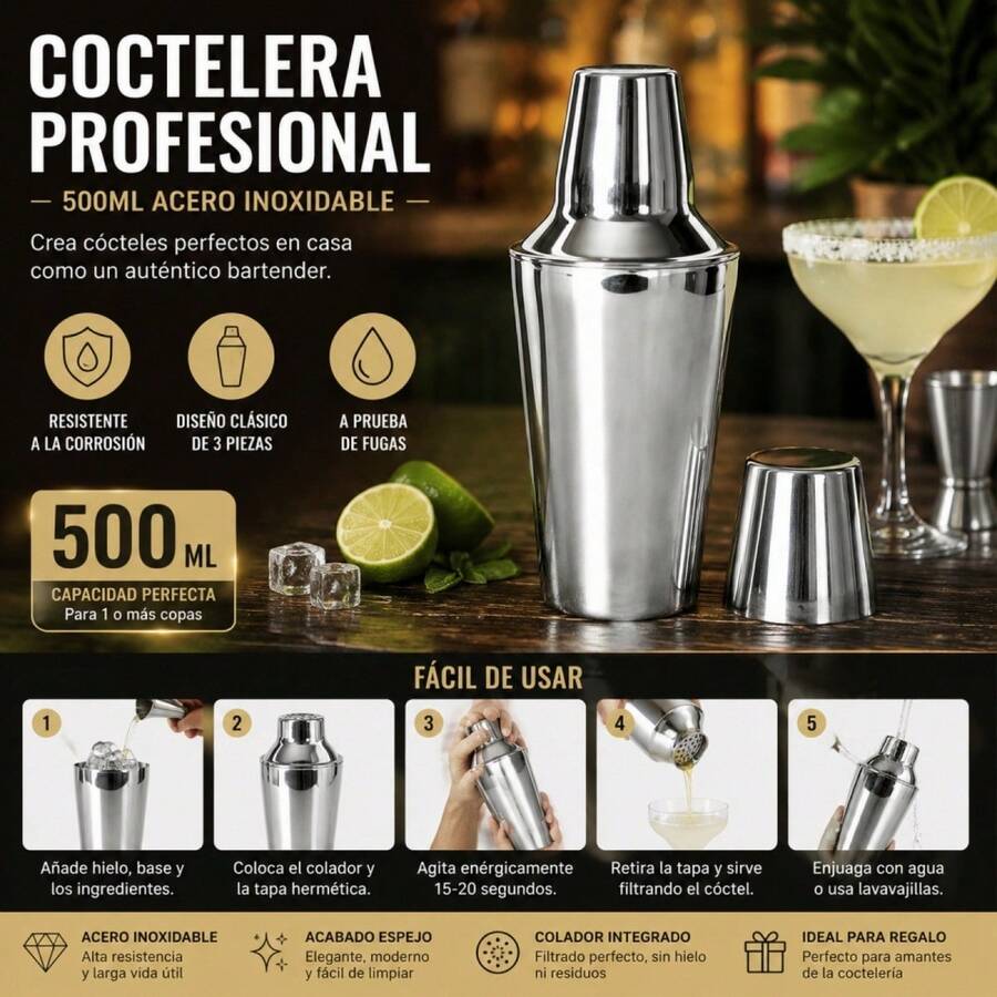 Coctelera con colador incorporado para preparar margaritas y otros cócteles. - Ver 1