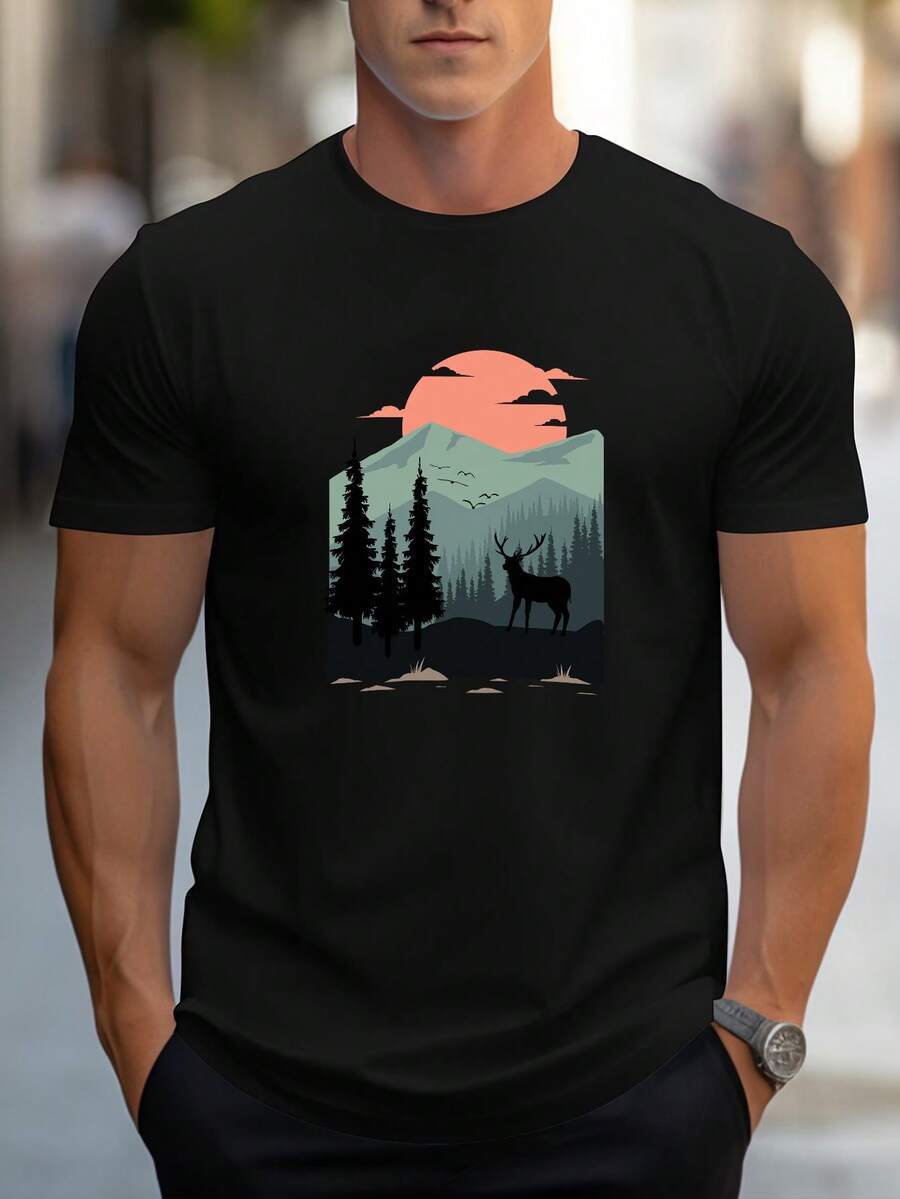 Men T-Shirts - 黑色 - 查看 1