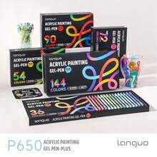Languo 216 Farben (144 Acrylfarben + 72 Glitzerfarben) 72/54/36/24 Stücke Gelstift Set 1,0 mm feine Spitze Tagebuchstift PLUS bunte fluoreszierende Gelstifte Doodle handgezeichnete Zeitung Aquarellstifte große Kapazität starker 3D-Effekt - mehrfarbig - Übersicht 11
