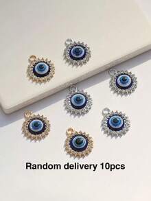 10/20/100pcs Sunflower Evil Eye Pendant Full Rhinestone Eye Fashion Earrings Necklace DIY Jewelry Accessories - Evil Eye - View 11