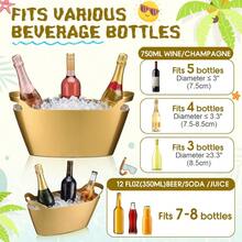 6 Pack 6l Ice Bucket For Parties, Plastic Beverage Tub With Handles, Portable Ice Drink Bucket For Wine, Champagne, Beer, Cocktail, Large Drink Chiller For Wedding, Bar, Picnic, Pool(Gold) - View 4