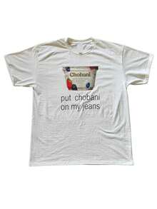 Funny "Put Chobani On My Jeans" Cotton T-Shirt – 100% Cotton Lightweight 6 OZ Oversized Gym Shirt &Amp; Comfortable Workout Top – Uni Casual Soft Tee - White - View 1