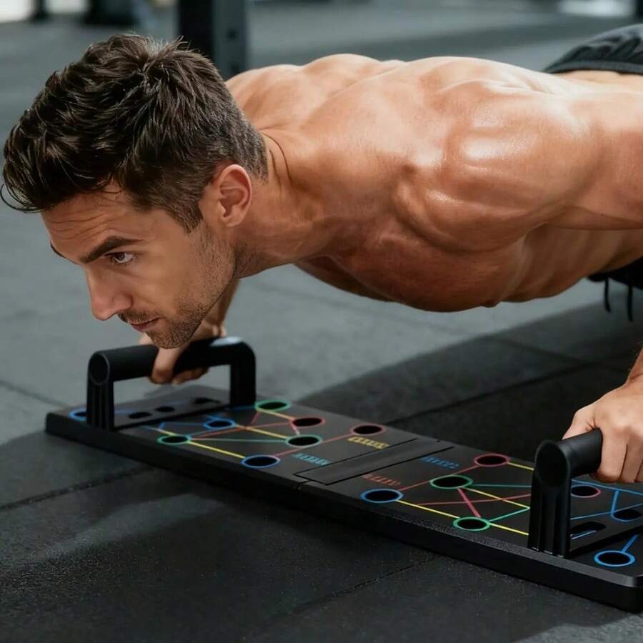 Prancha de Flexão Multifuncional dobrável Tábua para Flexão Multifuncional Dobrável Fitness com Manoplas - preto - Visão 1