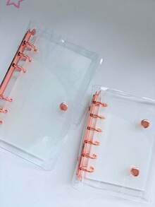 Pocket-Sized Transparent Ring Binder + Transparent Inner Pouch For Cash Storage, Savings, And Investment Planning. Slim, Plain, Simple, Mini Style. Easy Storage Set For Small Amounts Of Cash, Cards, And Receipts When You're Out And About. - A - View 5