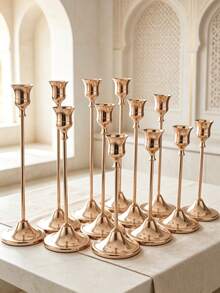 French Style Iron Candle Holder, Vintage Candlesticks, Rose Gold Metallic Finish, Ideal For Home Decor, Room Decoration, Parties & Holidays, Office Styling, Living Room Accents, Gifts For Valentine's, Birthdays, Graduation, Friends - Multiple Styles - View 8