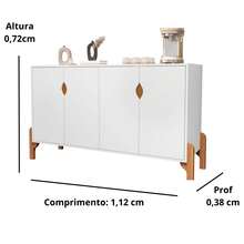 Rack Aparador Buffet Armário 4 Portas Cantinho do Café Pés Madeira Tania Cores - Visão 3