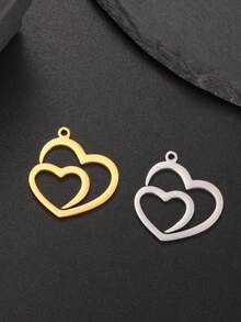 TEAMER 1pc/Pack Minimalist Hollow Heart Pendant Cute Lucky Pattern Handmade DIY Accessory For Necklace, Earrings, Keychain, Bag Charm - Love Series - View 6