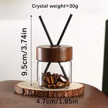 "Unscented" Empty Crystal Stone Reed Diffuser Glass Bottle With Black Walnut Wooden Cap, Unscented DIY Essential Oil Aromatherapy Diffuser Container, Natural Crystal Chips Decor Diffuser Vessel For Home Desk Bathroom Coffee Shop Decoration - Diffuser Bottle - View 11
