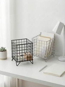 Haus Hana 金屬方形桌面收納籃 – 化妝品、文具和廚房用品收納 - 彩色 - 查看 2