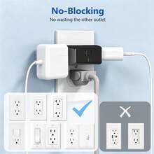 Black 3 Prong Grounded Outlet Extender Angled Wall Plug Splitter 3 Sockets, Cruise Ship Travel Essentials Multi Power Expander For Bathroom Kitchen Countertop - US B Type Plug(110-127V) - View 8