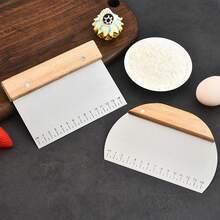 2pcs Stainless Steel Dough Scraper Cutter With Scale And Wooden Handle, Baking Tools For Home Bakers And DIY Projects, Suitable For Cutting Pastries And Dough - View 9