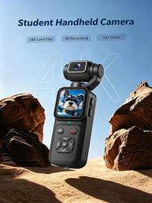 4K Pocket Handheld Camera, 180° Flip Lens, 16x Digital Zoom Portable Digital Camera With Multiple Filters, Suitable For Students Outdoor Vlog Shooting - View 1