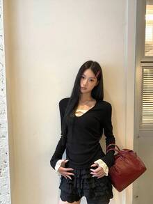 Women's Lace Patchwork Fitted T-Shirt, Chic Elegant Top Black - Black - View 4