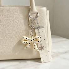 Korean Style Polka Dot Bow Bag Charm, Sparkling Snowflake Keychain Pendant, Cute Acrylic Hanging Accessory For Handbag Backpack Phone Decor - Multicolor - View 4