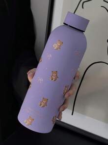 1pc Cream Teddy Bear Bow Print Handheld Ice Tumbler 304 Stainless Steel Double Wall Vacuum Insulated Cup Long-Lasting Cold & Hot Retention Large Capacity Water Cup Soft Cute INS Girl Style Portable Car Travel Cup For Students Office Workers Commuting Outdoor Fitness Home Coffee Water Cup Gift For Best Friend Girlfriend Birthday Thoughtful Practical Gift Autumn Travel Essential Christmas Gift College Must-Have Birthday - Multicolor - View 15