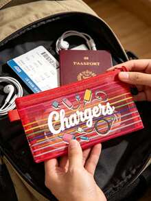 Colorful Striped Mesh Digital Bag, Charger Pattern, Charger Storage Bag, Data Cable Organizer Bag, Mesh Zipper Bag, Lightweight Cable Storage Bag, Multi-Functional Storage Bag, Store Data Cables, Chargers, Earphones, Travel Supplies, Keep Your Cables Organized, Compact And Portable, Suitable For School, Office, Travel, Perfect Birthday Gift, Party Gift, Back To School Gift - Multicolor - View 5