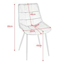 Set mit 2 Esszimmerstühlen aus Samt – gepolsterter Stuhl – Sitz aus Samt – Beine aus Eisen – Rückenlehne mit 9 Fächern – rutschfeste Füße – einfache Montage. Maximale Belastbarkeit: 120 kg - Hellgrau - Übersicht 11