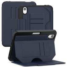 適用於 iPad Mini 7 2024 A17 Pro A2993 A2995 A2996 與 iPad Mini 6 2021 A2567 A2568 A2569 的平板保護殼，附筆槽，PU 皮革支架保護套 - 藏蓝色 - 查看 1
