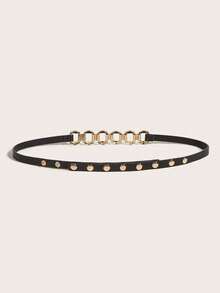 1PC Metal Buckle Belt Chain, Suitable For Casual And Daily Commute, Daily Fashion Accessory Style Zinc Alloy Belt For Daily Use Summer, Autumn, Autumn, Halloween - Black - View 3