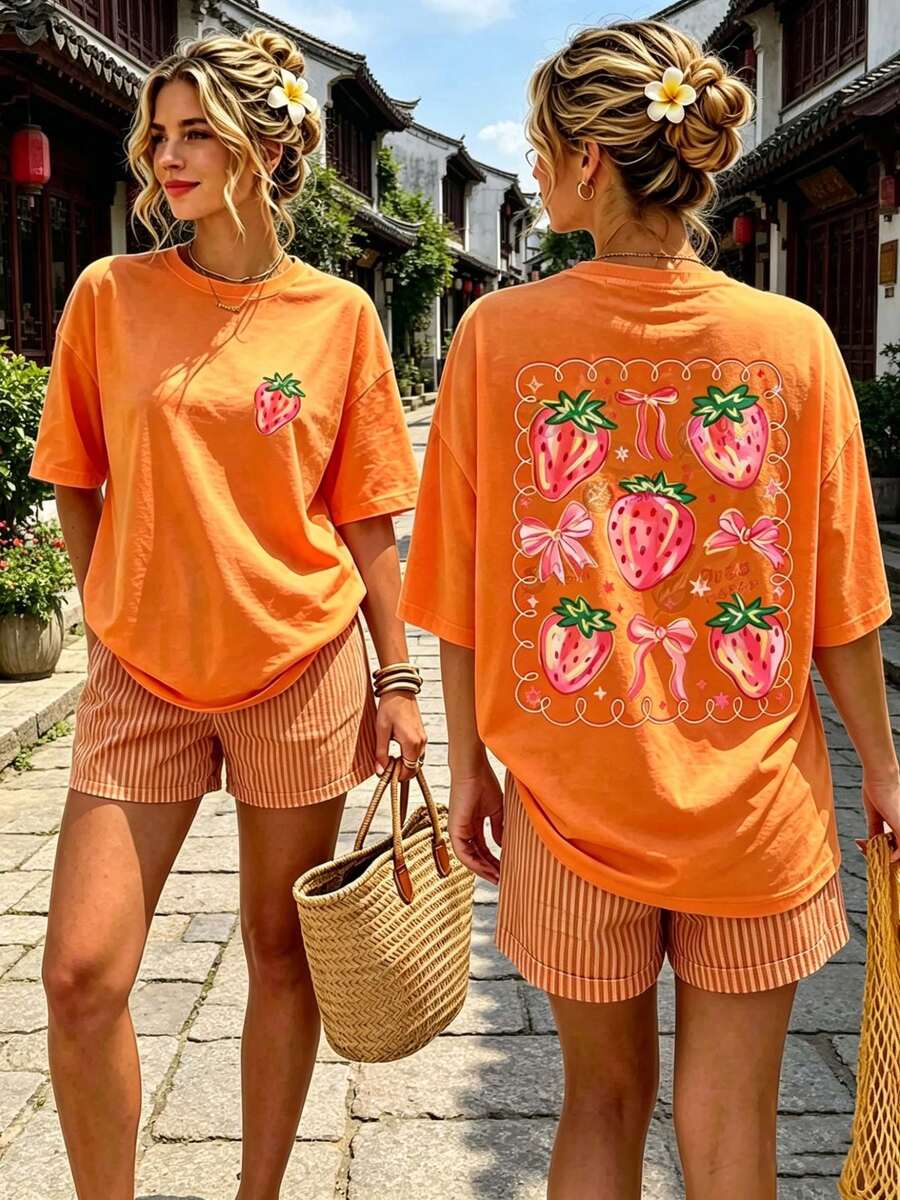 Women T-Shirts - 橘色 - 查看 1