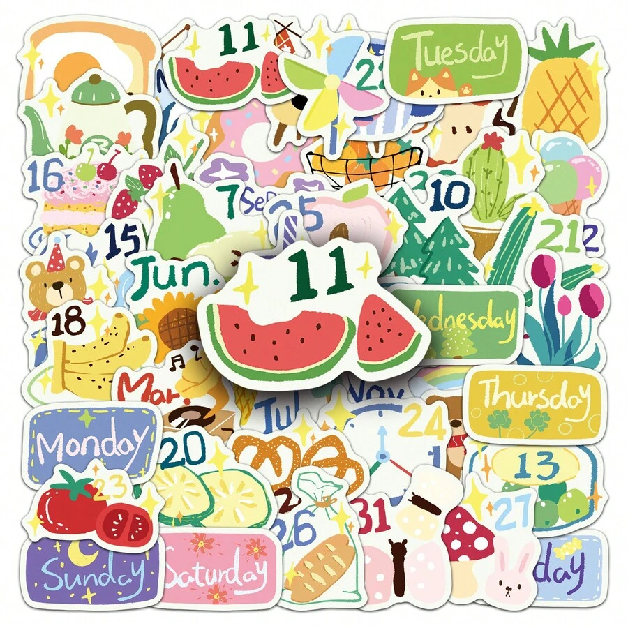 50pcs Summer Planner Doodle Stickers Ins Style Hand-Drawn Cold Drink & Floral Pattern Die-Cut Stickers DIY Planner Card Cup Notebook Luggage Decoration Stickers Back To School Essential Cute Stickers Halloween Back To School - Multicolor - View 1