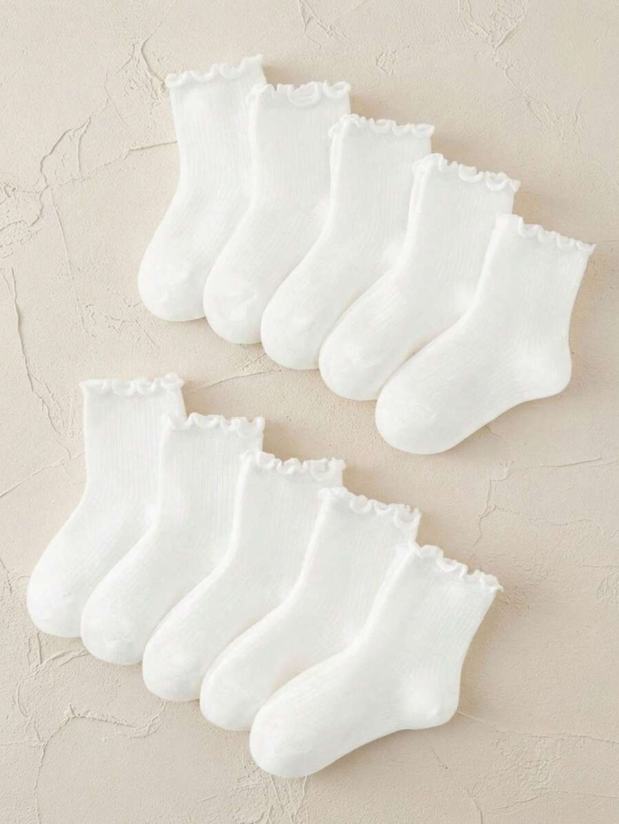 5/10/20 Pairs Random White Ruffle Trim Short Socks, Cute Socks For Baby ...