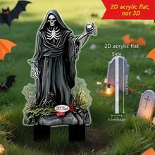 Decoración de Halloween Transfronteriza Lápidas Cruzadas de Animales 2D Plana de Acrílico Estaca de Suelo para Jardín Patio Hogar - A - Ver 1