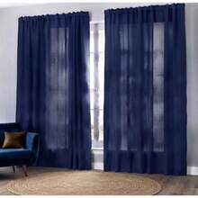 Cortina Oxford Lisa 3,00x2,50 Passante Sem Ilhós – Cortina Minimalista Premium para Sala e Quarto, Fácil de Lavar - Azul Marinho - Visão 2