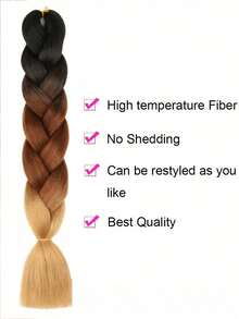 1/3/5件/包 漸層棕色編髮接髮、巨型鉤針馬尾假髮、合成纖維接髮，時尚日常穿搭、派對 Cosplay、萬聖節，24 英吋 - 漸層棕色 - 查看 4