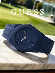 Guess Unisex Classic Round Dial Quartz Watch With Silicone Strap, Suitable For Golf, Weekend, Travel, Fashion Casual Style, Anniversary Gift For Husband, Father, Friend - Deep Blue - View 5